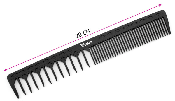 Фото Гребень для окрашивания Weisen CB123 комбинированный, карбон, 20 см, черный (Гребни)