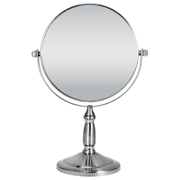 Фото Зеркало настольное Weisen WS-660-SN, сатин никель, 10Х-увеличение, d 15 см, h 25,5 см (Зеркала настольные)