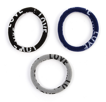 Резинки для волос Weisen WS-2104-2-1 Love midi, черный/серый/синий, 3 шт.