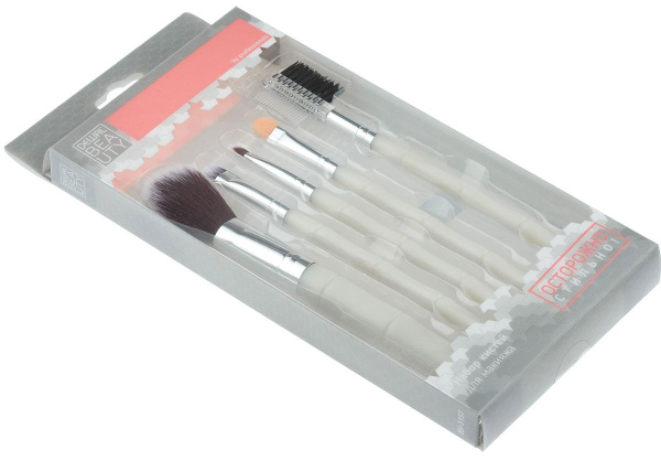 Фото Набор косметических кистей Dewal Beauty BS-5157 бамбук, 5 шт. (Кисти для макияжа)