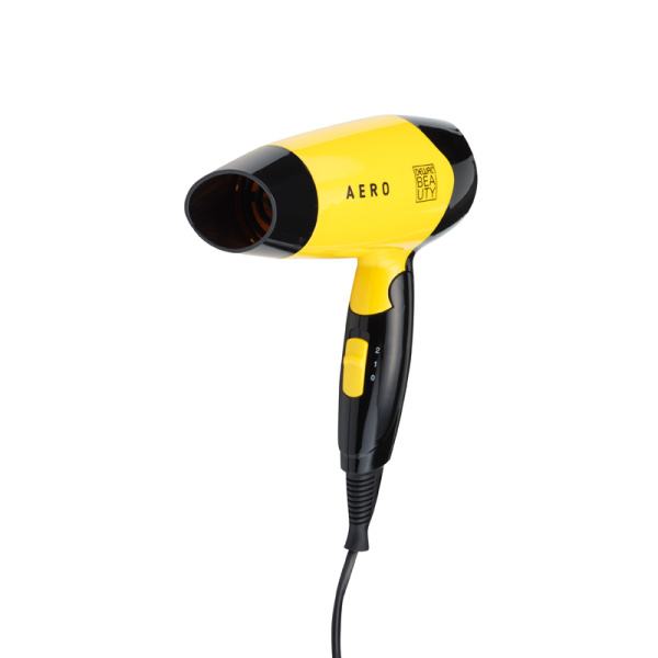 Фото Фен DEWAL BEAUTY Aero Yellow HD1002-Yellow, дорожный, жёлтый, 1400 Вт, 1 насадка (Фены)