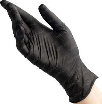 Перчатки Benovy W-NPFFT-BL-CL501 нитриловые, черные, одноразовые XS, 100 шт.