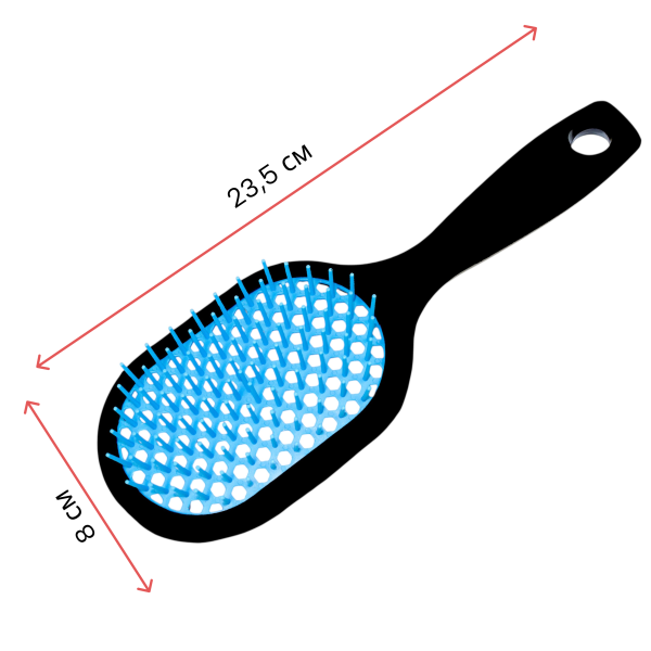 Фото Расческа массажная Weisen WS-8586-LK-1 Черная, продувная, с пластиковыми штифтами, овальная, 23,5 см (Расчёски и щётки)
