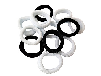 Резинки для волос Weisen WS-2102-7 супер мини, белый/черный, 12 шт.