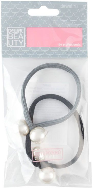 Фото Резинки для волос Dewal Beauty DBR90 для волос цветные с бусинками, 2 шт. (Резинки)