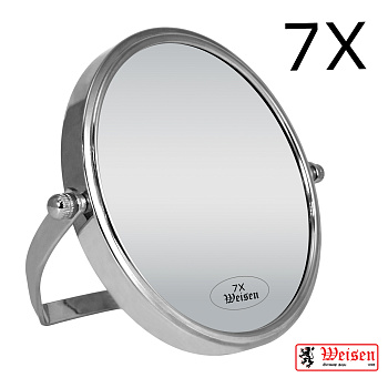 Зеркало настольное Weisen WS-12015-CHR, хром, 7Х-увеличение, d 15 см