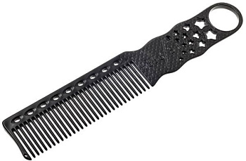 Расческа для стрижки под машинку Y.S.PARK YS-280 soft carbon, с ручкой, карбон