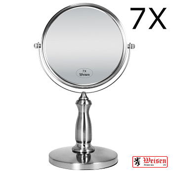 Зеркало настольное Weisen WS-C30-7-SN, сатин никель, 7Х-увеличение, d 17 см, h 30,5 см