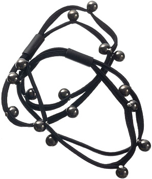 Резинки для волос Dewal Beauty DBR3769 Темные бусинки, черные, 2 шт.