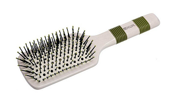 Расчёска массажная Dewal BRN360 NATUREL продувная деревянная, пластиковый штифт