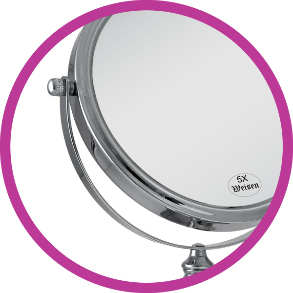 Фото Зеркало Weisen WS-659 настольное, 5X-увеличение, d 17 см, h 26,5 см (Зеркала настольные)