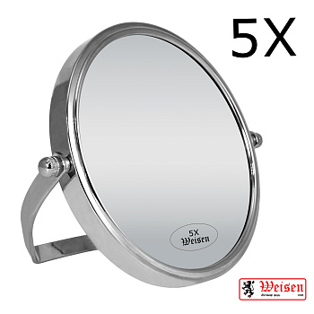Зеркало настольное Weisen WS-12017-CHR настольное, хром, 5X-увеличение, d 17 см