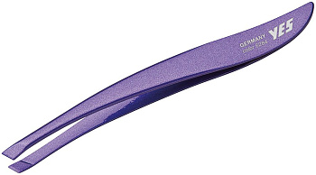 Пинцет косметический YES 96284  наклонный, нержавеющая сталь, фиолетовый, 9 см
