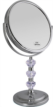 Зеркало Weisen BIC-1066-8 Silver, настольное большое, 3 кристалла, 10Х-увеличение, h 17 см.