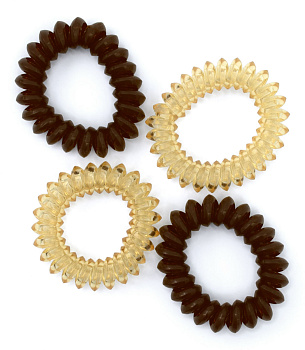 Резинки для волос Weisen WSKG-2145-1-8 CRYSTAL mini, пружинки, бежевый/коричневый, 4 шт.