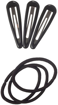 Набор для причесок Dewal Beauty DBR3773 коричневый, заколки клик-клак 3 шт., резинки 3 шт.