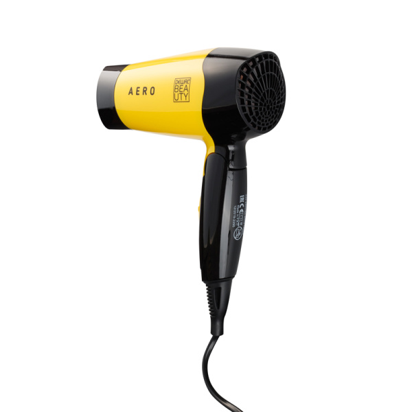 Фото Фен DEWAL BEAUTY Aero Yellow HD1002-Yellow, дорожный, жёлтый, 1400 Вт, 1 насадка (Фены)