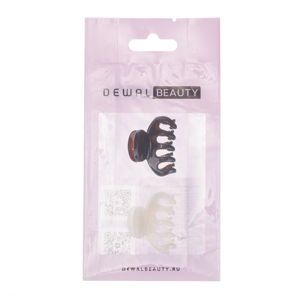 Фото Заколка-краб для волос Dewal Beauty 3001BD мини, шоколадный/молочный, 2 шт. (Заколки)