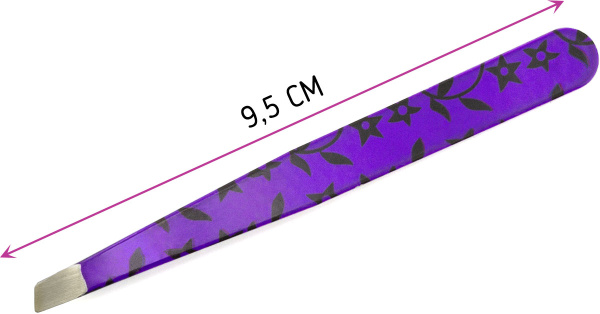 Фото Пинцет для бровей Weisen RRK-701Purple скошенный, 9,5 см, фиолетовый  (Пинцеты для бровей)