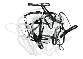 Резинки для волос Dewal RES032 силиконовые midi черные/белые, 50 шт.