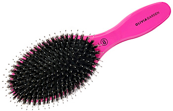 Щетка для волос Olivia Garden EXPERT CARE OVAL Boar&Nylon Bristles Silver ID2034, розовая