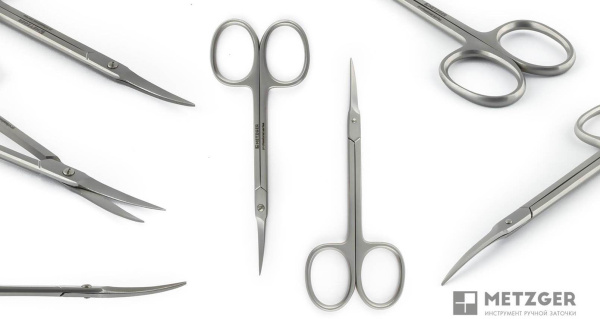 Фото Ножницы для кожи Metzger CS-2/1-D (CVD), изогнутые (матовые) (Ножницы маникюрные)