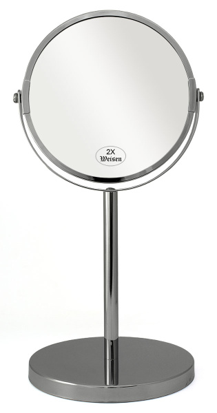 Фото Зеркало Weisen WS-104B-CHR настольное, хром, 2Х-увеличение, d15см, h 32,5 см (Зеркала настольные)
