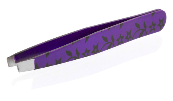 Фото Пинцет для бровей Weisen RRK-701Purple скошенный, 9,5 см, фиолетовый  (Пинцеты для бровей)