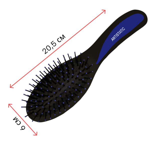 Фото Расческа массажная Weisen WS-8581-1 DARK BLUE овальная, пластиковые штифты, синяя, 20,5 см (Расчёски и щётки)