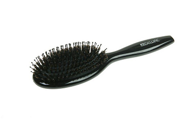 Расчёска массажная Dewal BRWT62 BLACK деревянная, натуральная щетина + пластиковый штифт