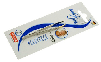 Пинцет для бровей Titania 1067/G, узкий скошенный